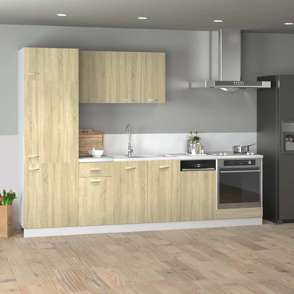 vidaXL Комплект кухненски шкафове 7 части "Lyon" дъб сонома инженерно дърво