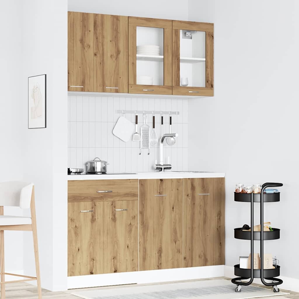 vidaXL Комплект кухненски шкафове от 4 части "Lyon" от дъб Artisan инженерна дървесина