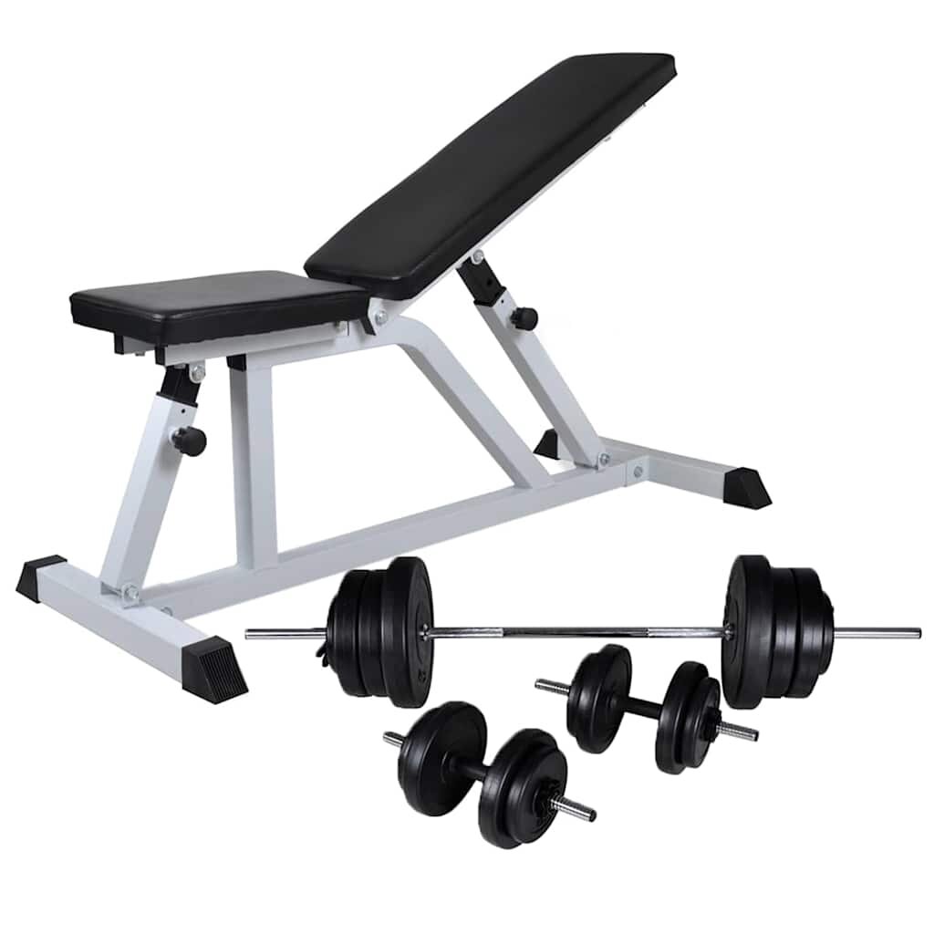vidaXL Комплект лежанка с щанга и дъмбели 605 кг