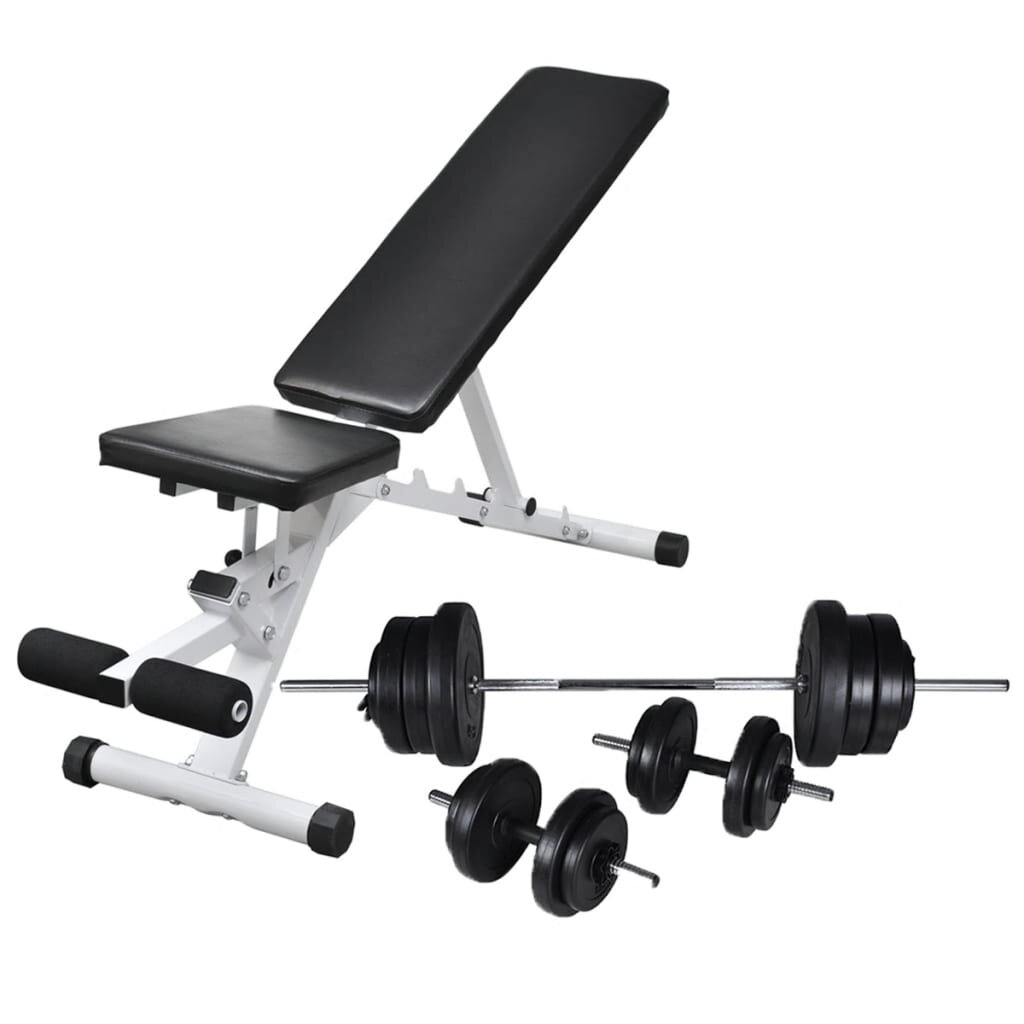 vidaXL Комплект лежанка с щанга и дъмбели 605 кг
