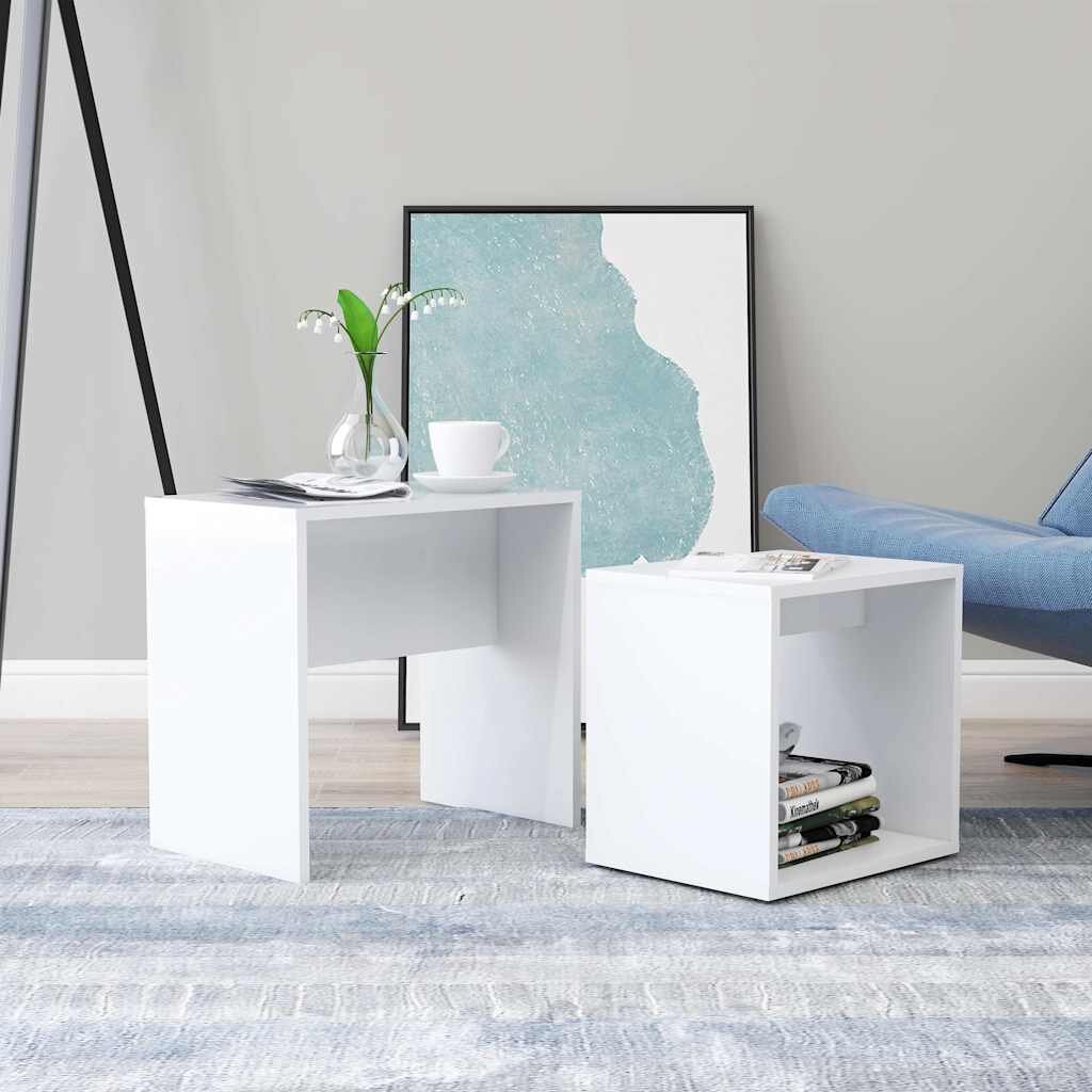 vidaXL Комплект маси за кафе бял 48x30x45 см инженерно дърво
