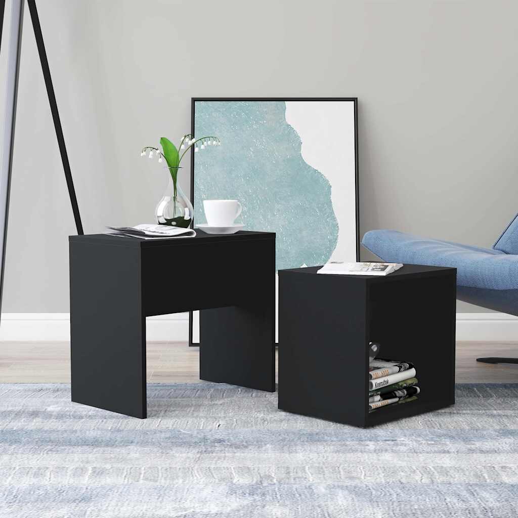 vidaXL Комплект маси за кафе черен 48x30x45 см инженерно дърво