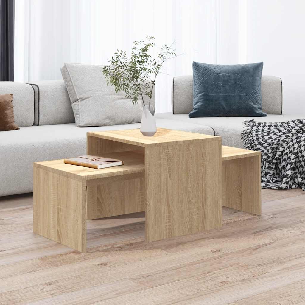 vidaXL Комплект маси за кафе дъб сонома 100x48x40см инженерно дърво