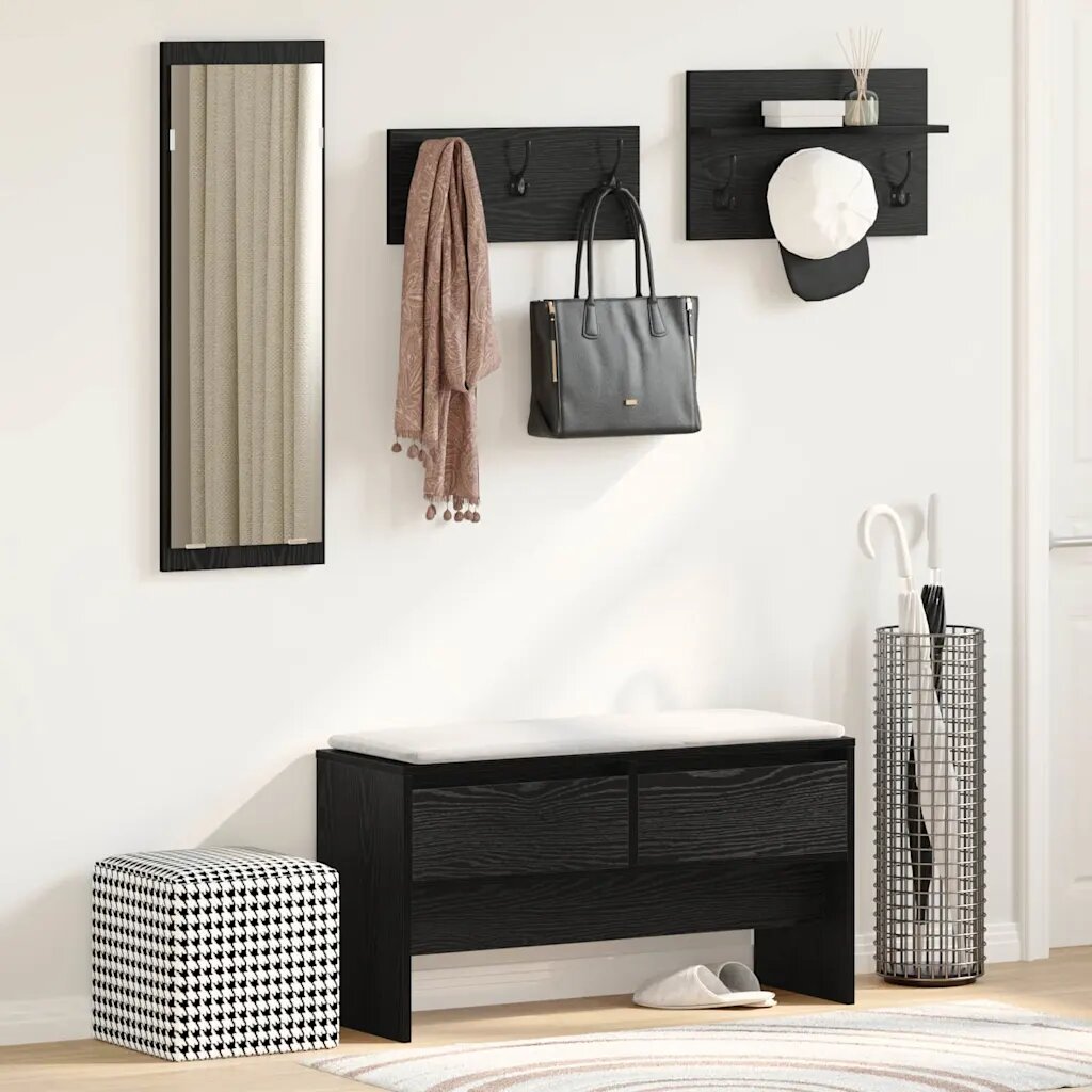 vidaXL Комплект мебели за антре 4 бр. Черния дъб 90 x 31 x 465 см