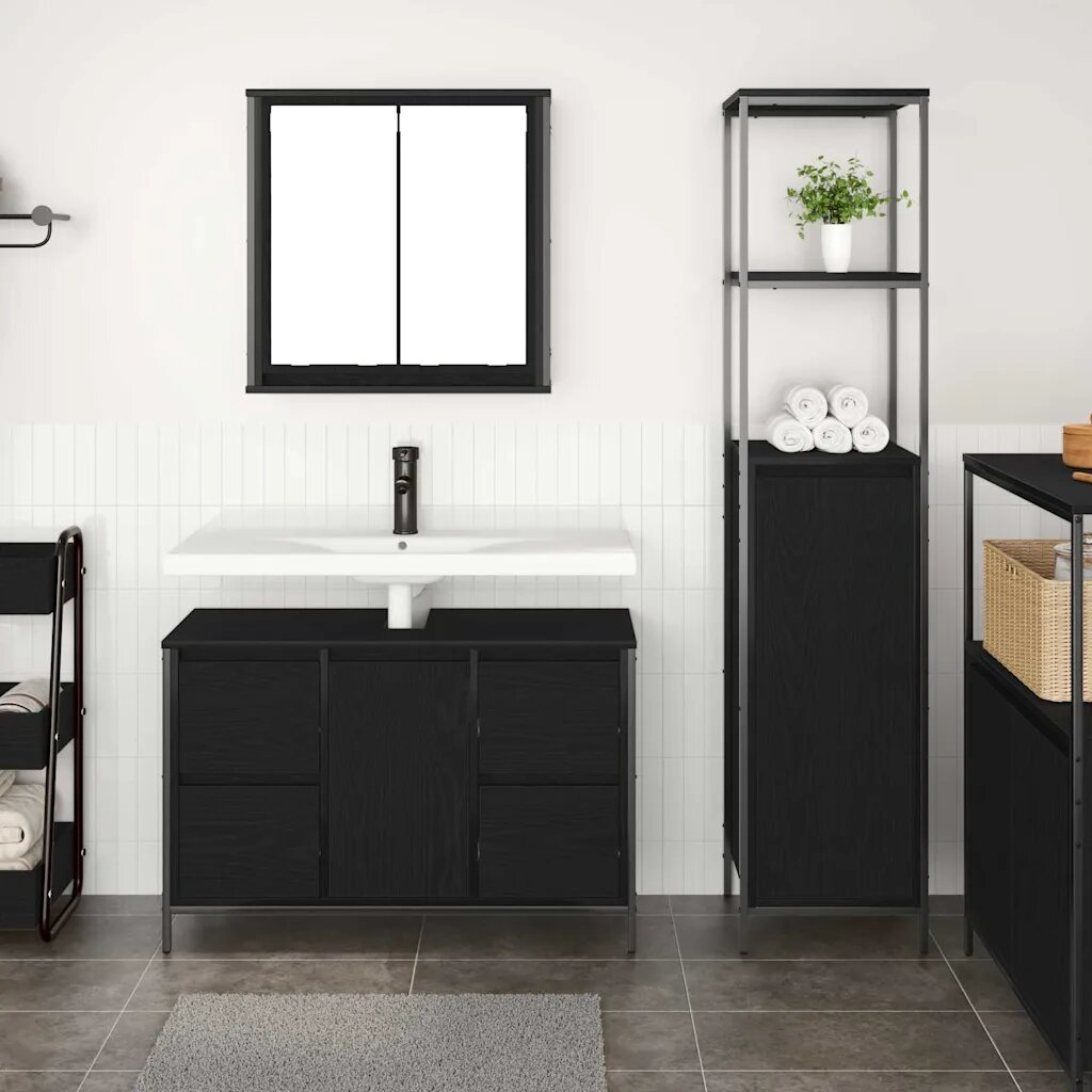 vidaXL Комплект мебели за баня 2 бр. Черния дъб 36 x 35 x 165 см