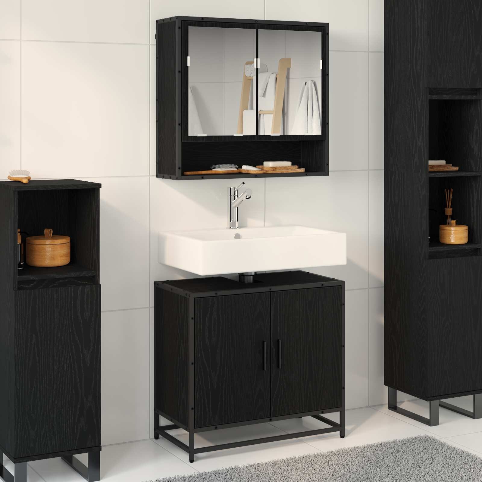 vidaXL Комплект мебели за баня 2 бр. Черния дъб 65 x 33 x 60 см