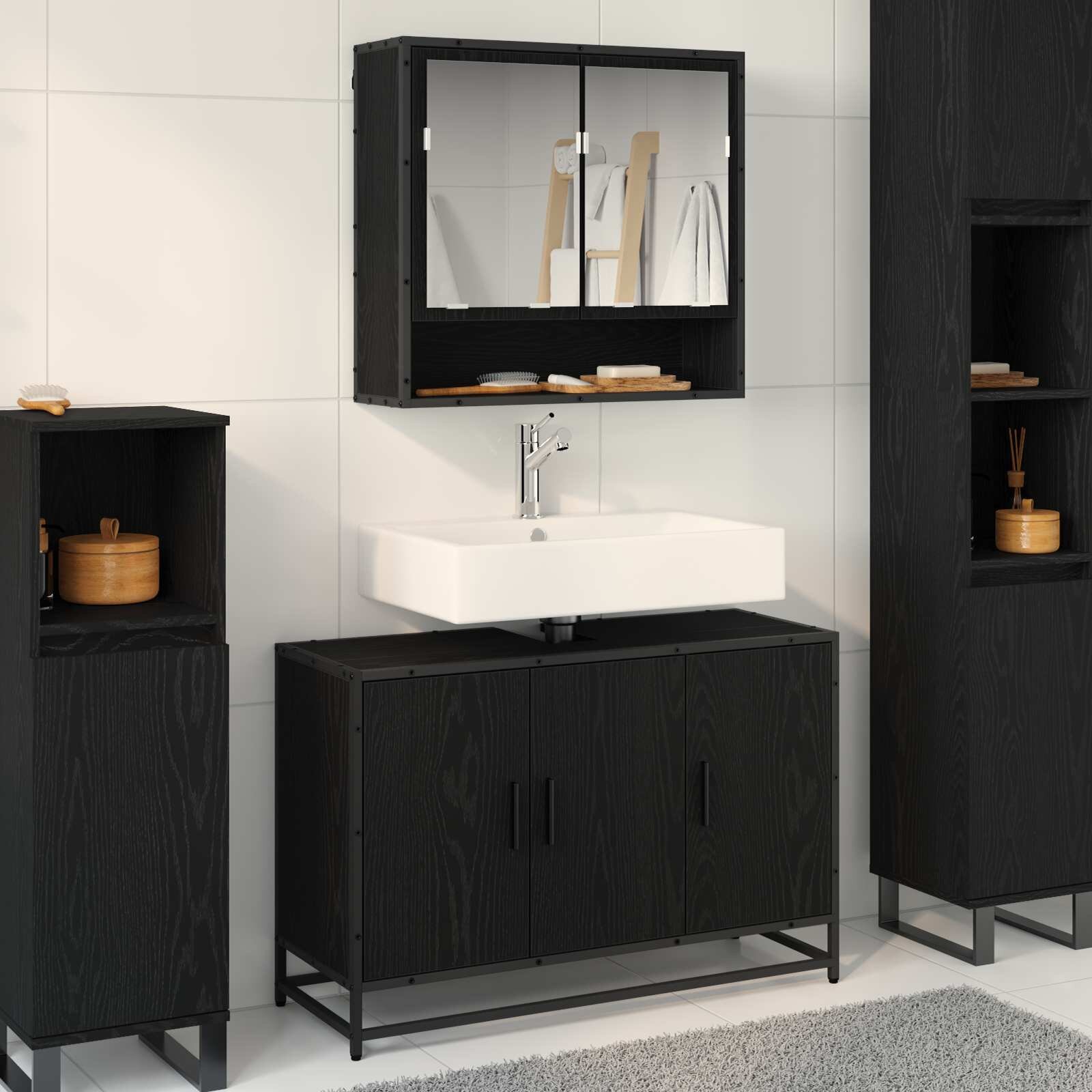 vidaXL Комплект мебели за баня 2 бр. Черния дъб 90 x 33 x 60 см