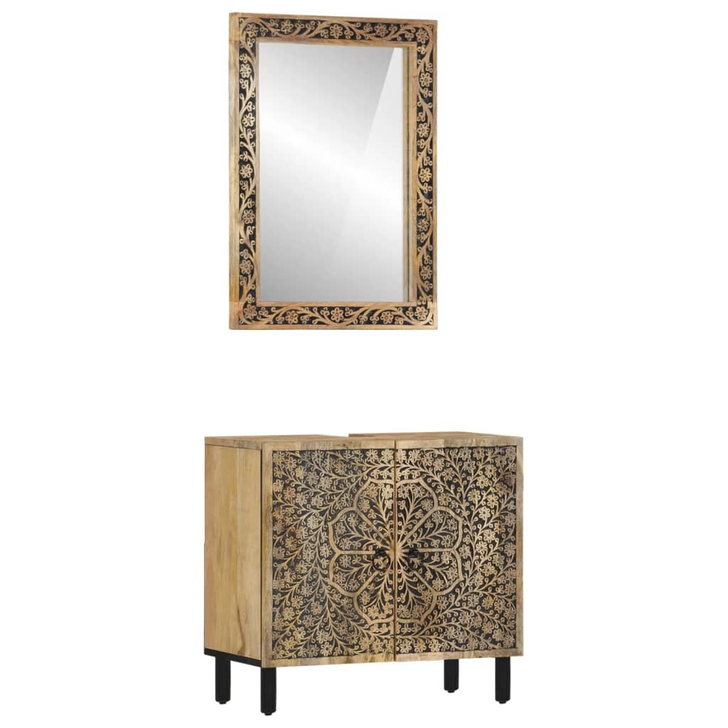 vidaXL Комплект мебели за баня 2 части масивна мангова дървесина