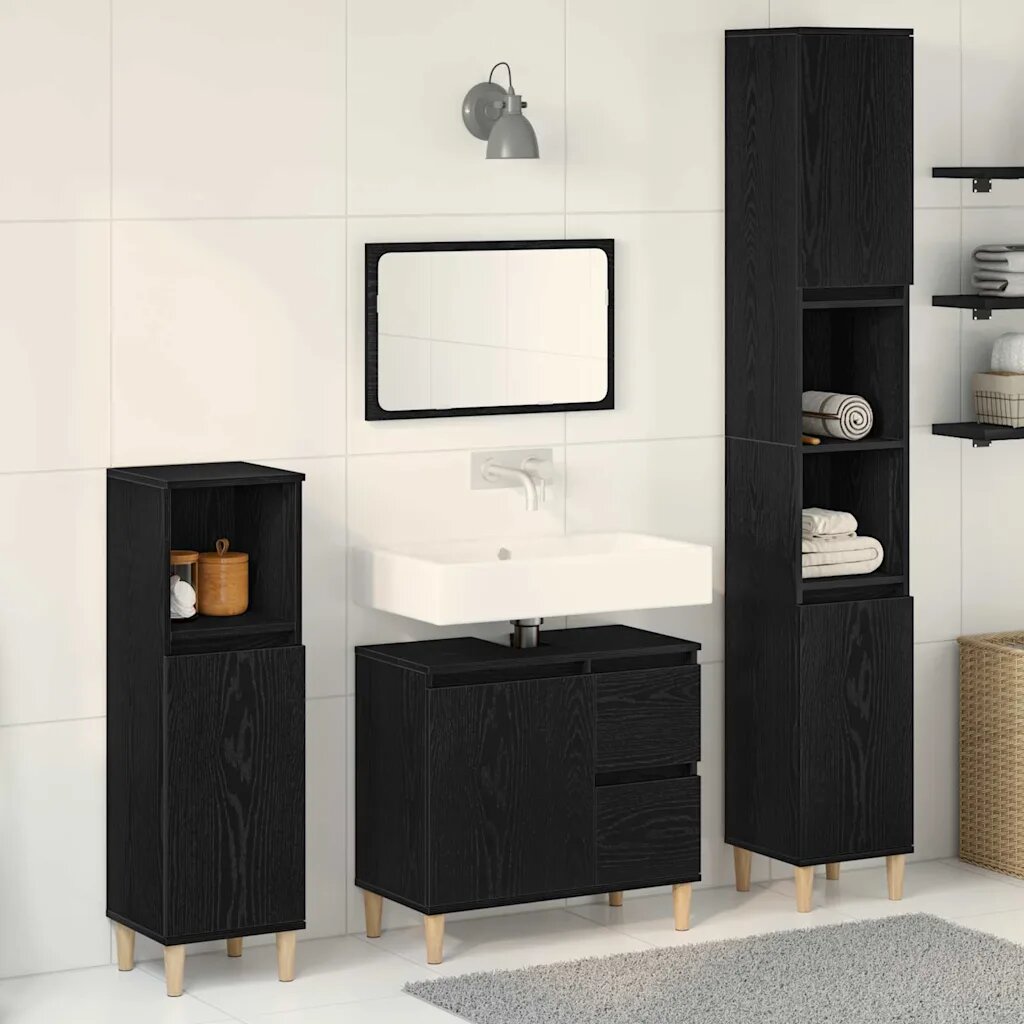 vidaXL Комплект мебели за баня 3 бр. Черния дъб 30 x 30 x 180 см