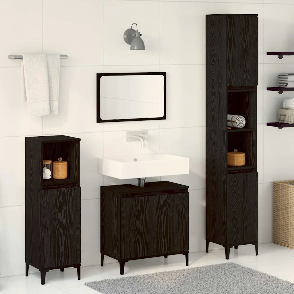 vidaXL Комплект мебели за баня 3 бр. Черния дъб 30 x 30 x 180 см