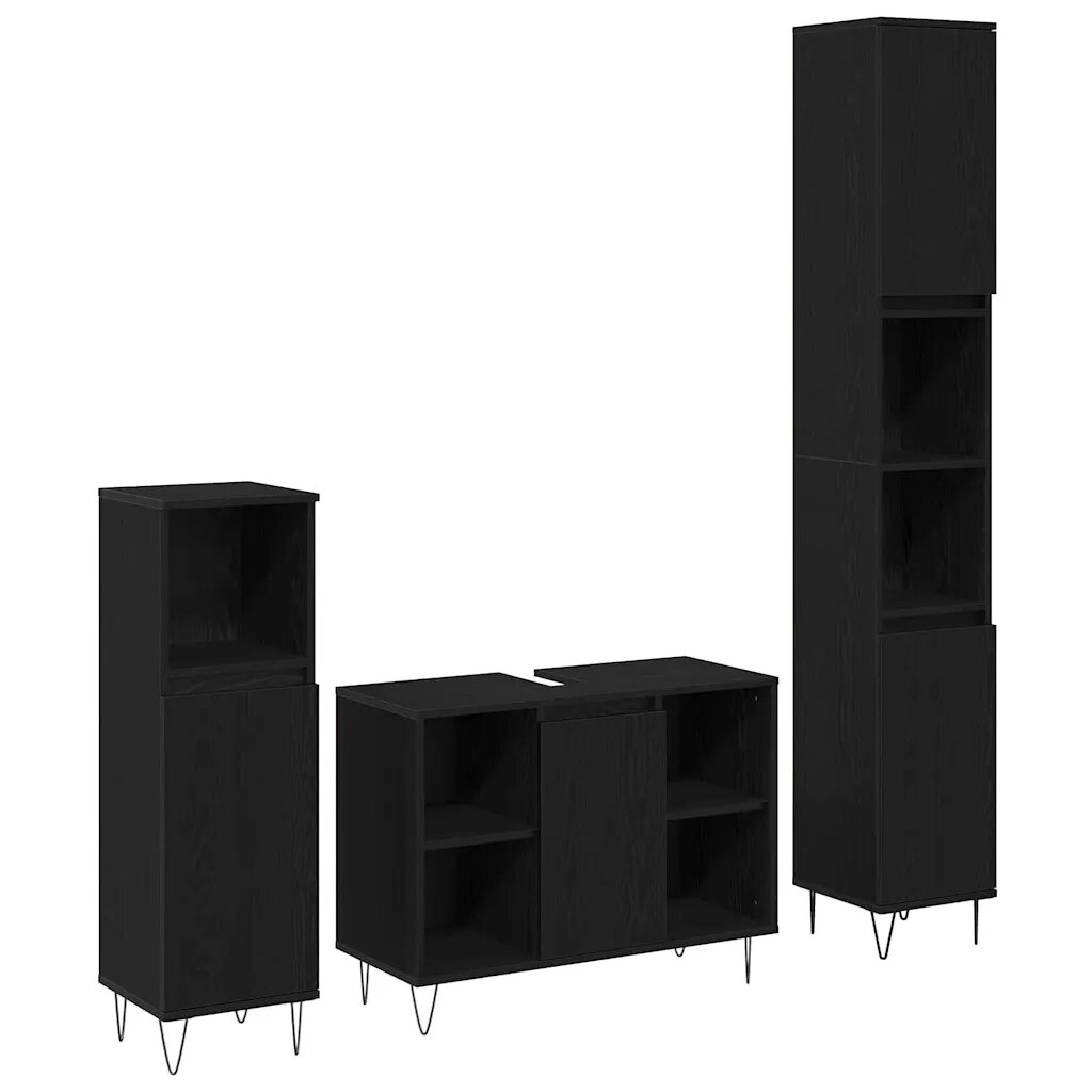 vidaXL Комплект мебели за баня 3 бр. Черния дъб 30 x 30 x 180 см