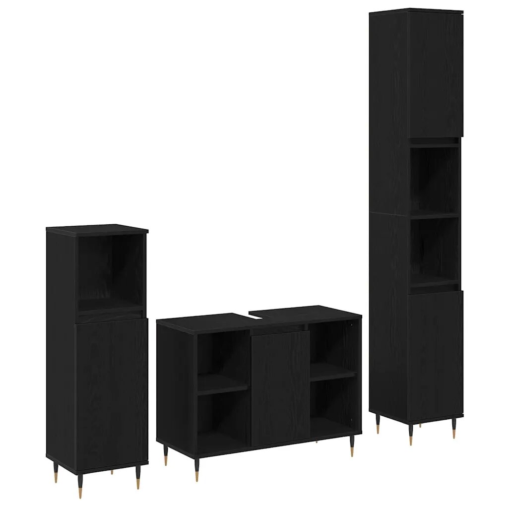 vidaXL Комплект мебели за баня 3 бр. Черния дъб 30 x 30 x 180 см