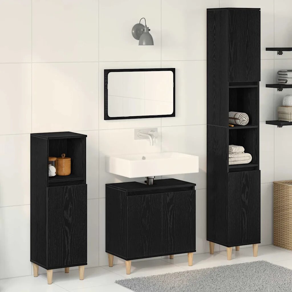 vidaXL Комплект мебели за баня 3 бр. Черния дъб 30 x 30 x 180 см