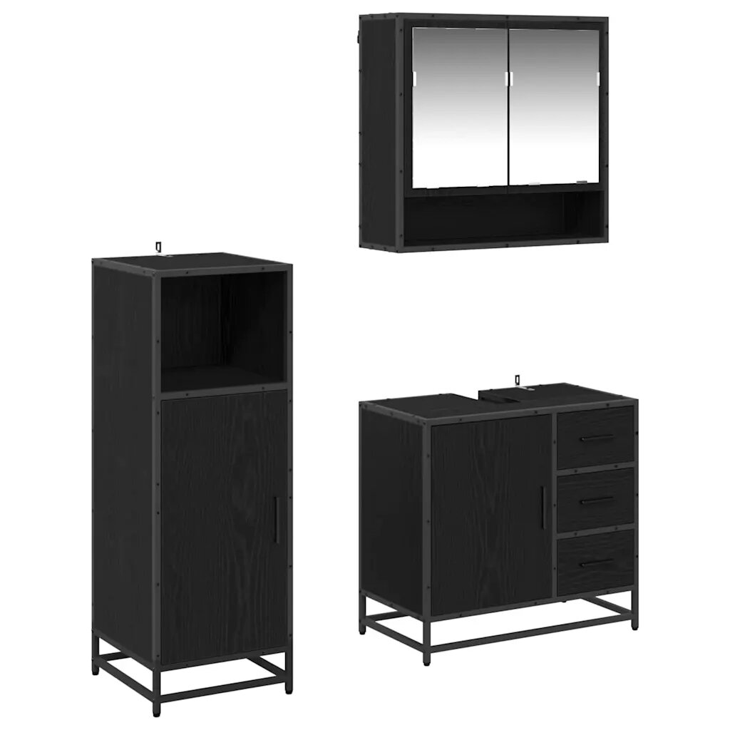 vidaXL Комплект мебели за баня 3 бр. Черния дъб 35 x 375 x 100 см