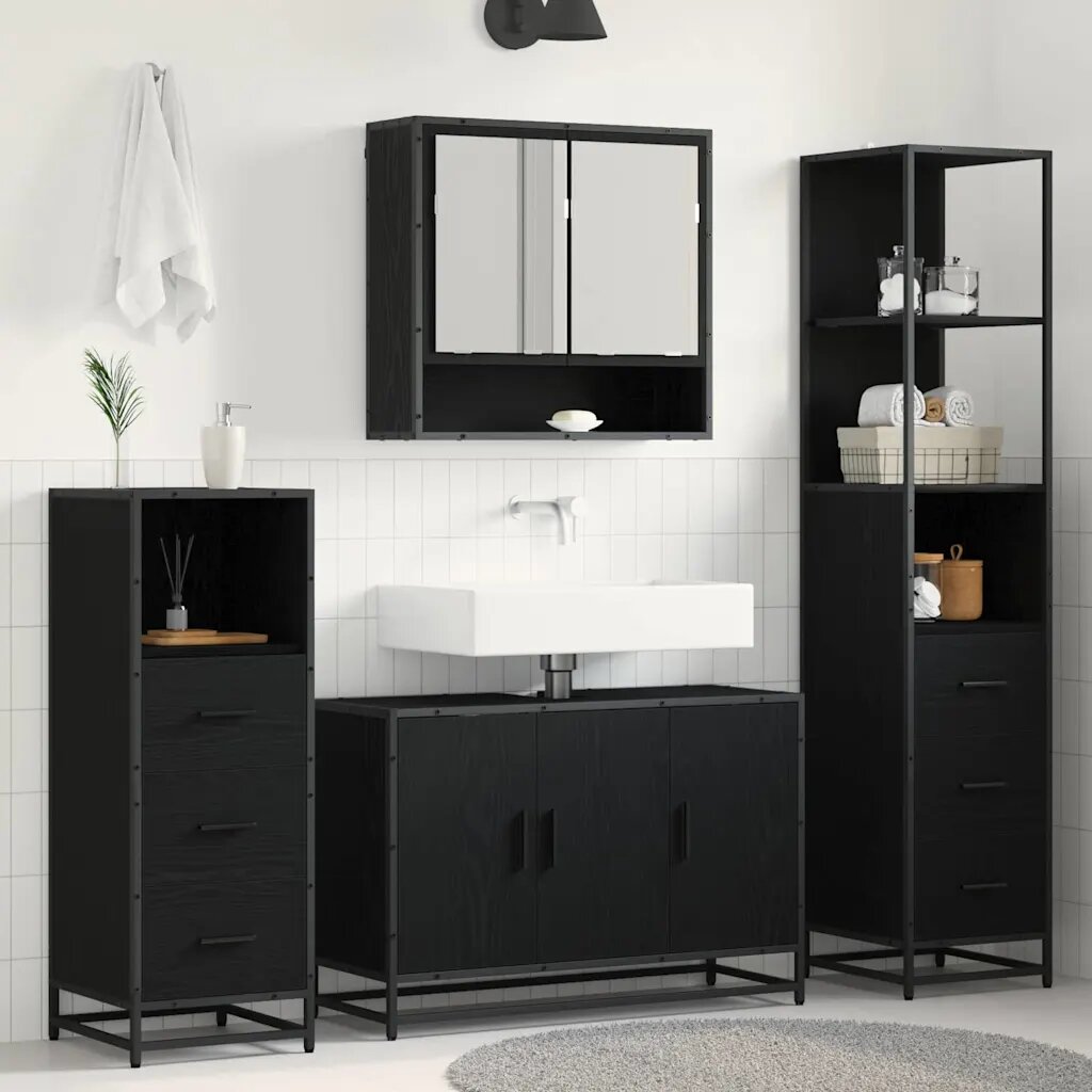 vidaXL Комплект мебели за баня 3 бр. Черния дъб 35 x 375 x 166 см