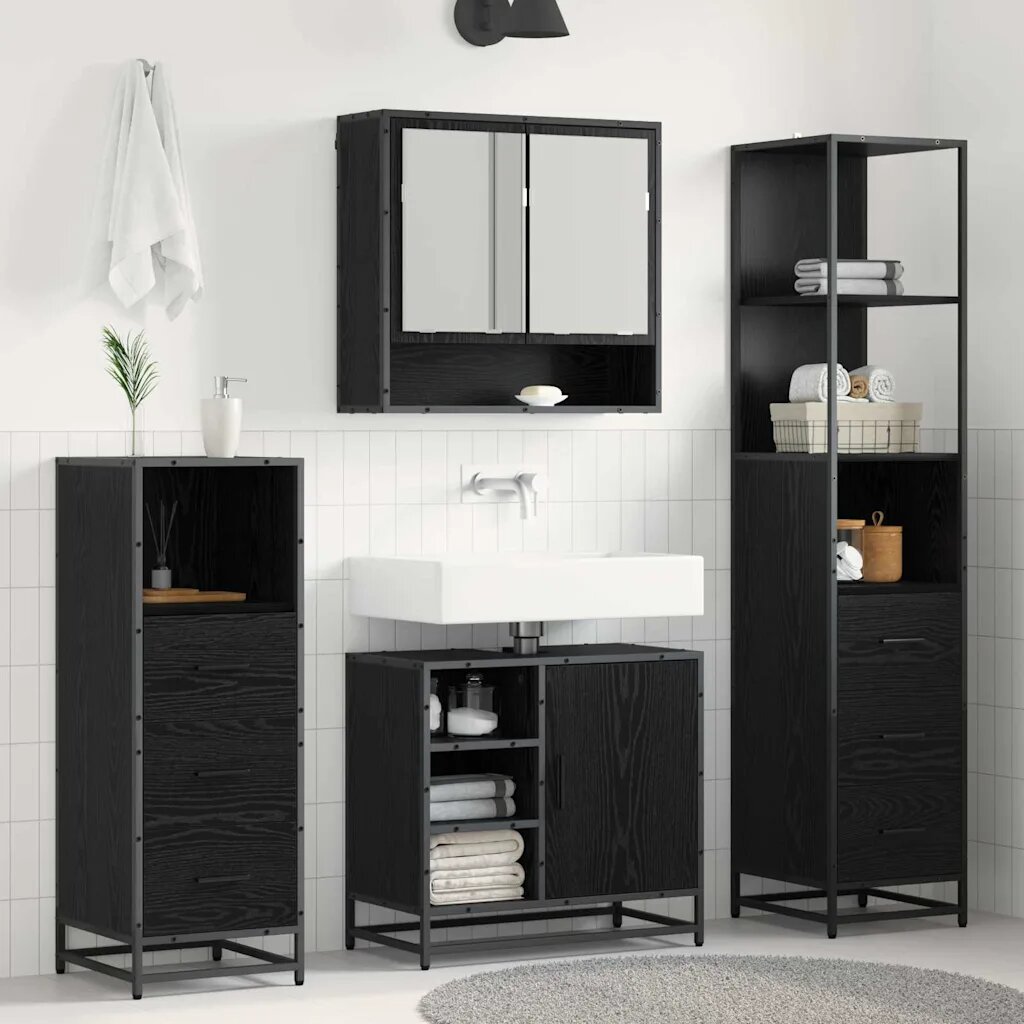 vidaXL Комплект мебели за баня 3 бр. Черния дъб 35 x 375 x 166 см