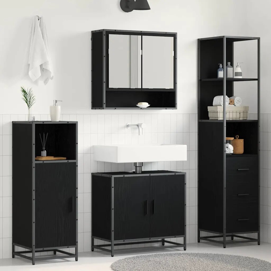 vidaXL Комплект мебели за баня 3 бр. Черния дъб 35 x 375 x 166 см