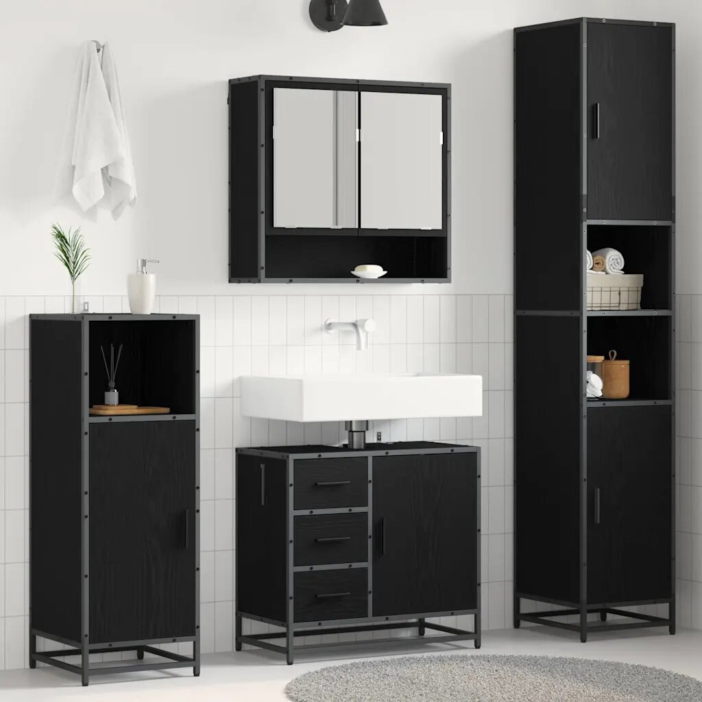 vidaXL Комплект мебели за баня 3 бр. Черния дъб 35 x 375 x 1885 см