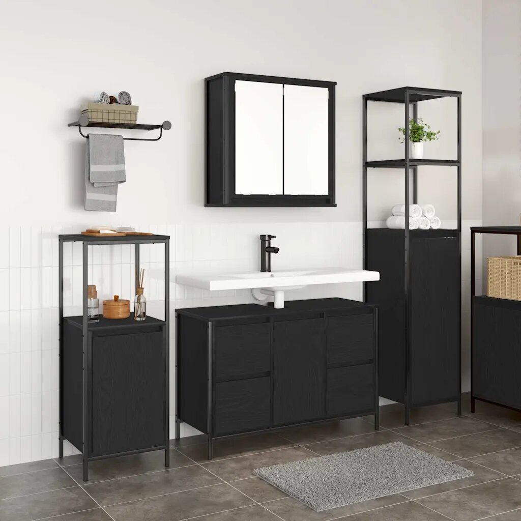 vidaXL Комплект мебели за баня 3 бр. Черния дъб 36 x 35 x 165 см