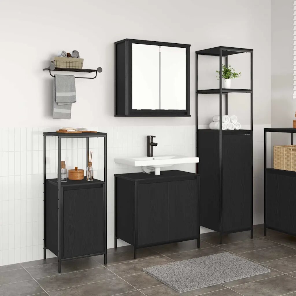 vidaXL Комплект мебели за баня 3 бр. Черния дъб 36 x 35 x 165 см