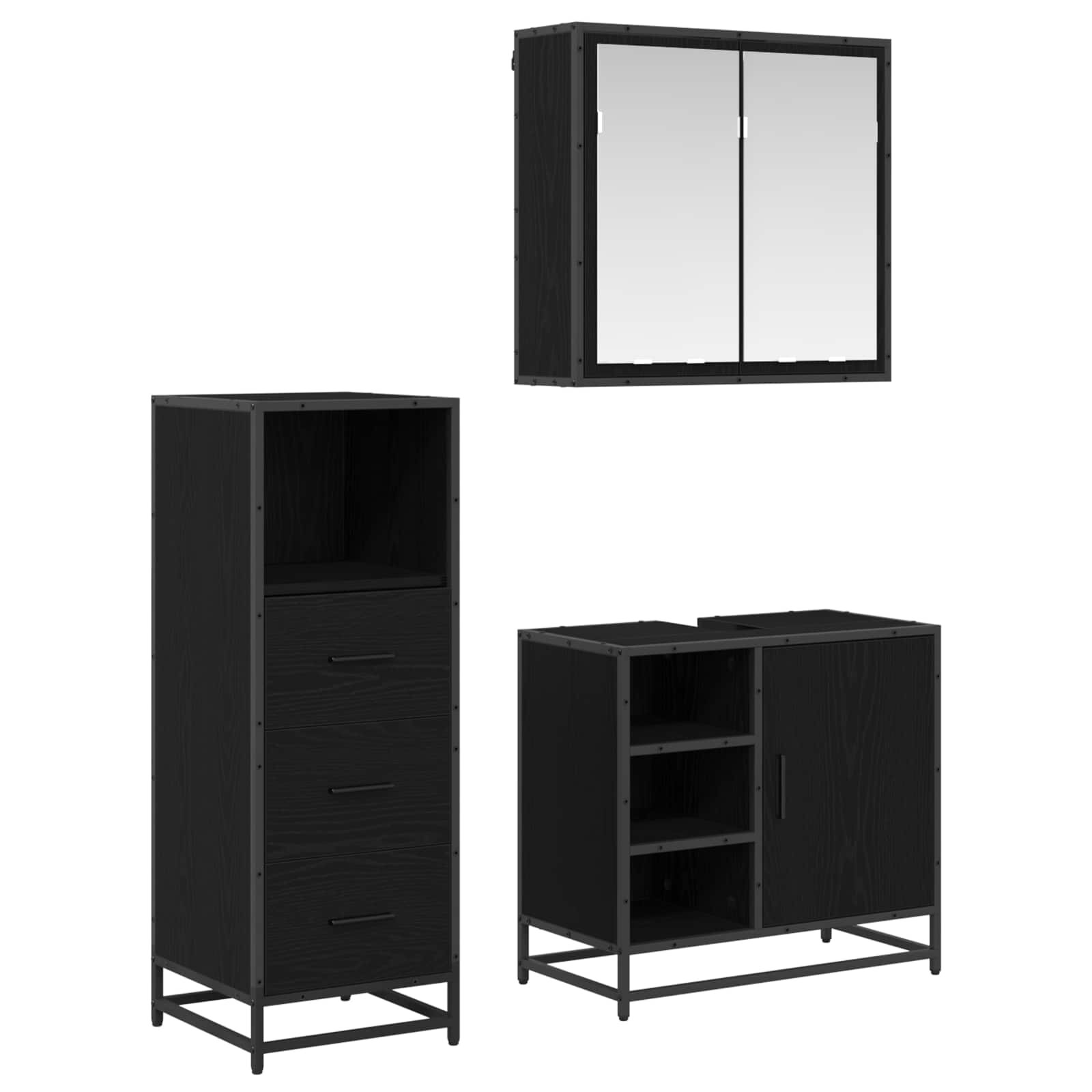 vidaXL Комплект мебели за баня 3 бр. Черния дъб 65 x 33 x 60 см