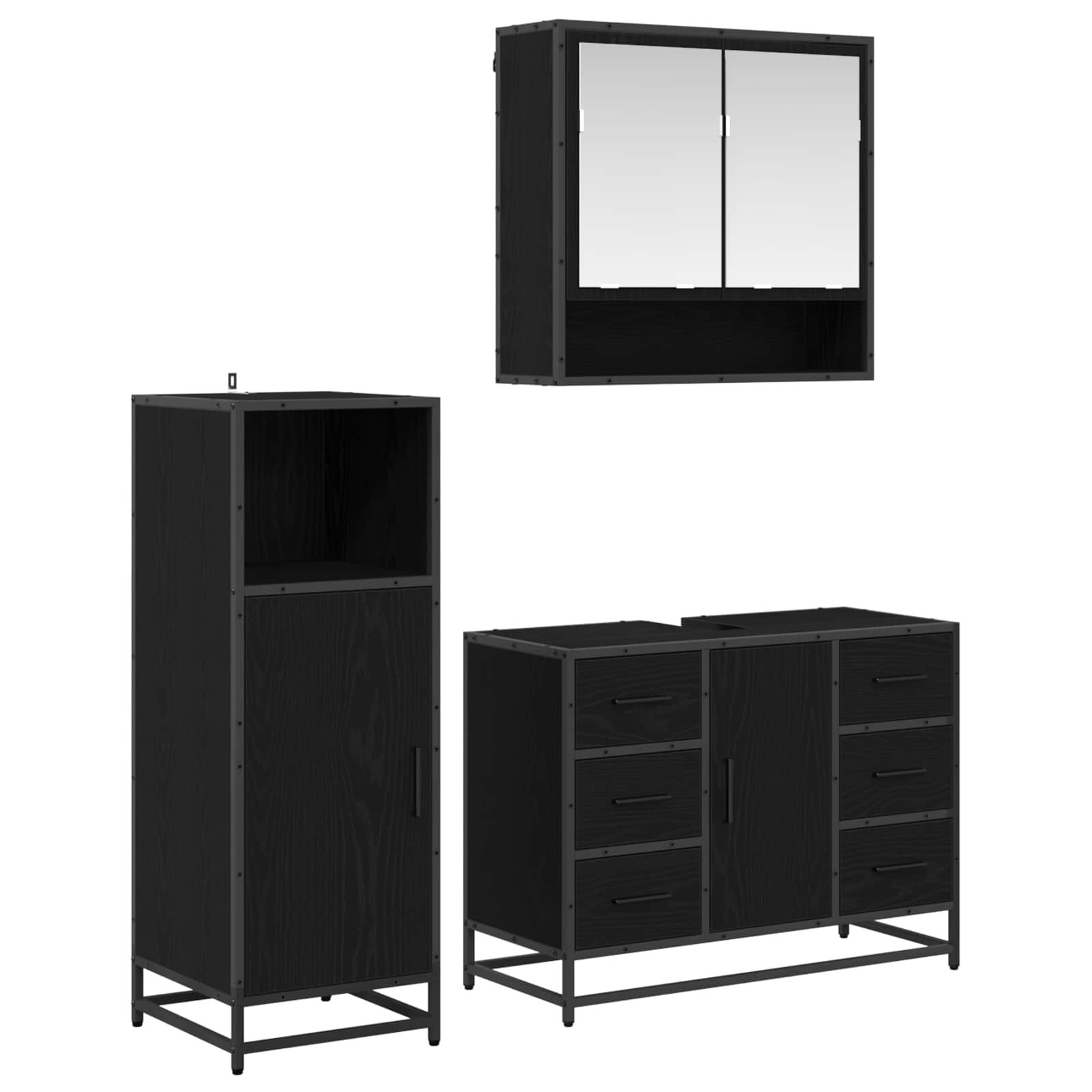 vidaXL Комплект мебели за баня 3 бр. Черния дъб 80 x 33 x 60 см