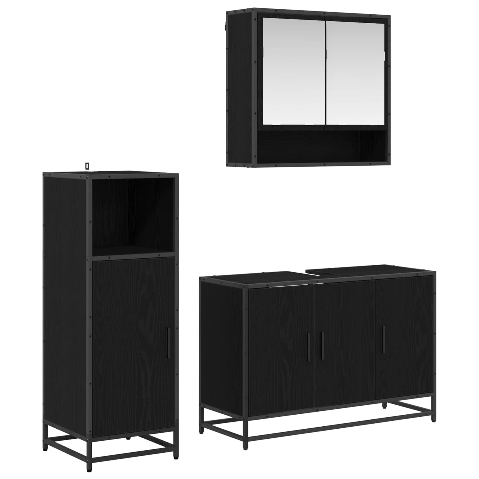 vidaXL Комплект мебели за баня 3 бр. Черния дъб 90 x 33 x 60 см