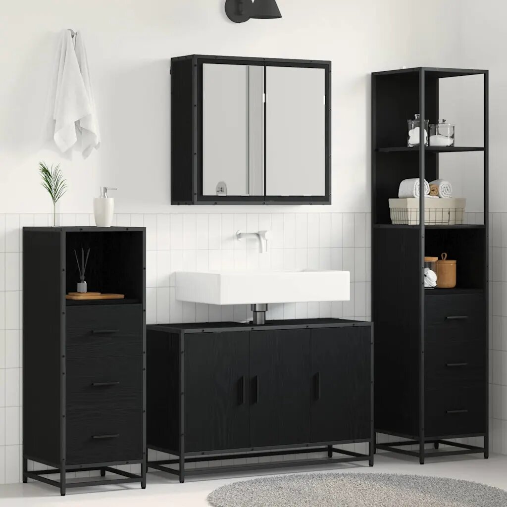 vidaXL Комплект мебели за баня 3 бр. Черния дъб 90 x 33 x 60 см