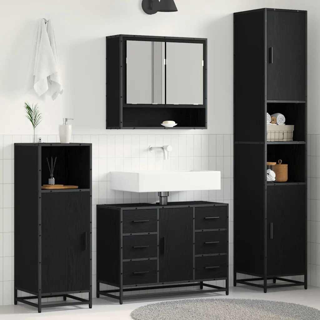 vidaXL Комплект мебели за баня 3 бр. Черния дъб 90 x 33 x 60 см