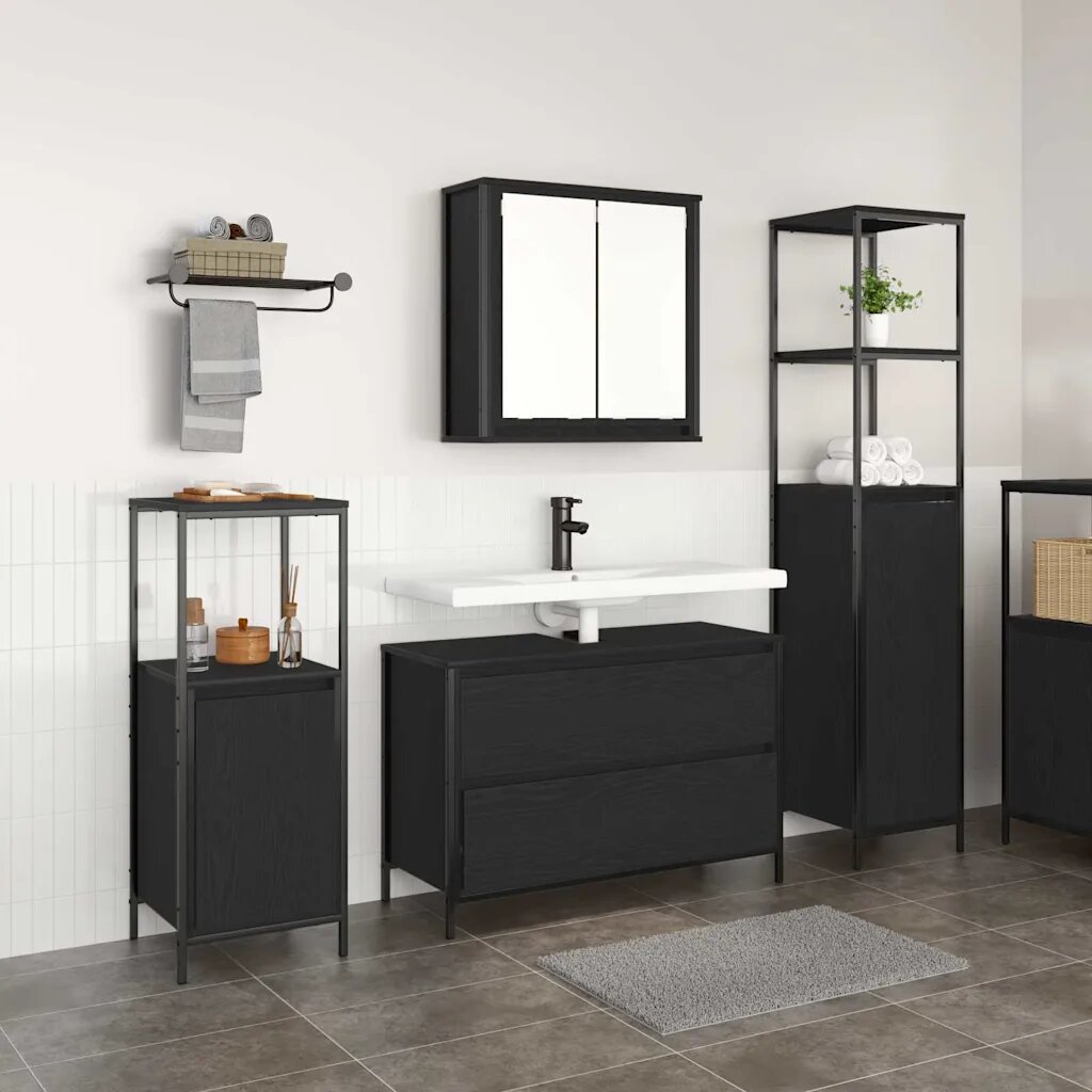 vidaXL Комплект мебели за баня 3 бр. Черния дъб 90 x 345 x 60 см