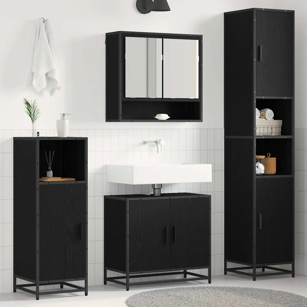 vidaXL Комплект мебели за баня 3 бр. Дъб 90 x 33 x 60 см