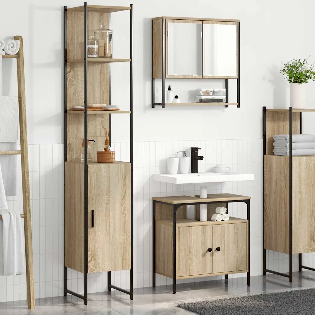 vidaXL Комплект мебели за баня 3 бр. Сонома дъб 33 x 33 x 1855 см
