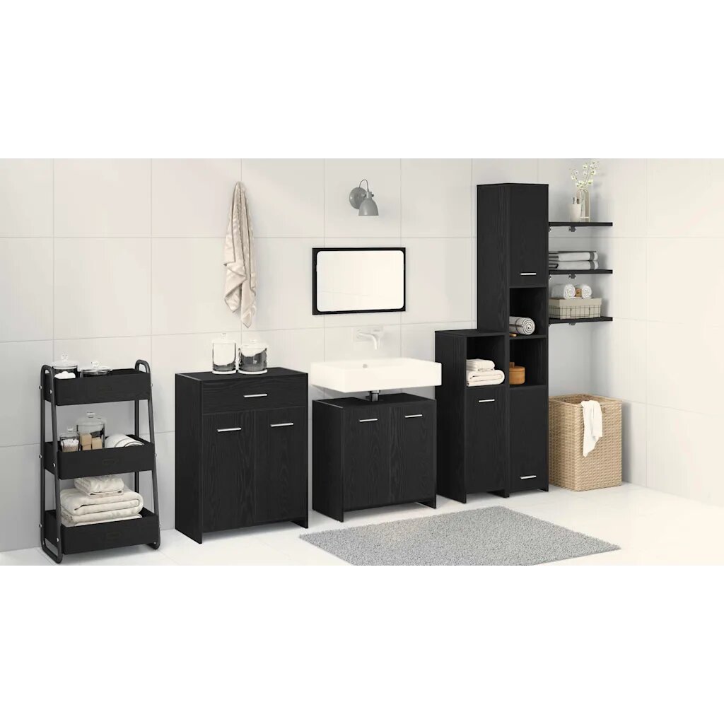 vidaXL Комплект мебели за баня 4 бр. Черния дъб 30 x 30 x 1835 см