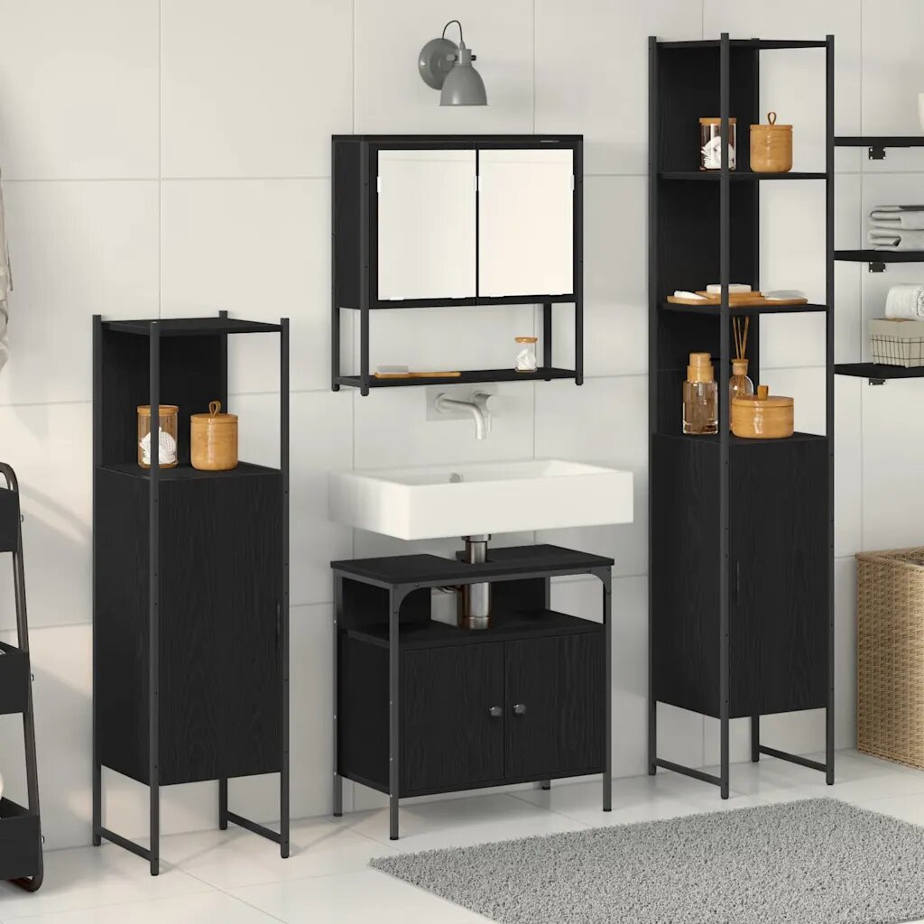 vidaXL Комплект мебели за баня 4 бр. Черния дъб 33 x 33 x 1855 см