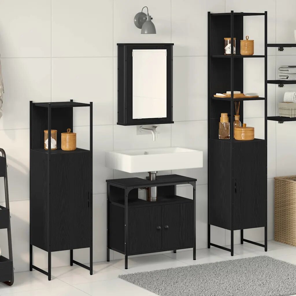 vidaXL Комплект мебели за баня 4 бр. Черния дъб 33 x 33 x 1855 см