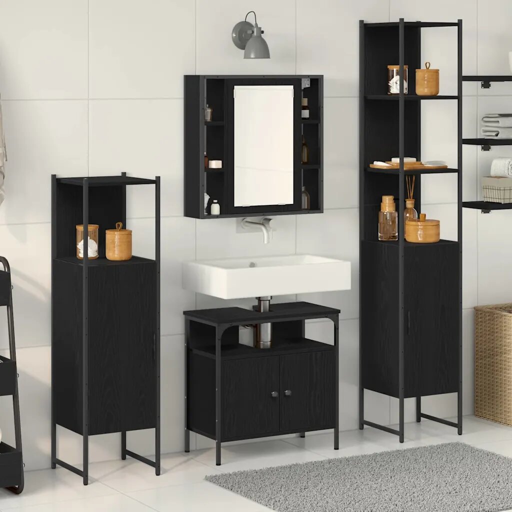vidaXL Комплект мебели за баня 4 бр. Черния дъб 33 x 33 x 1855 см