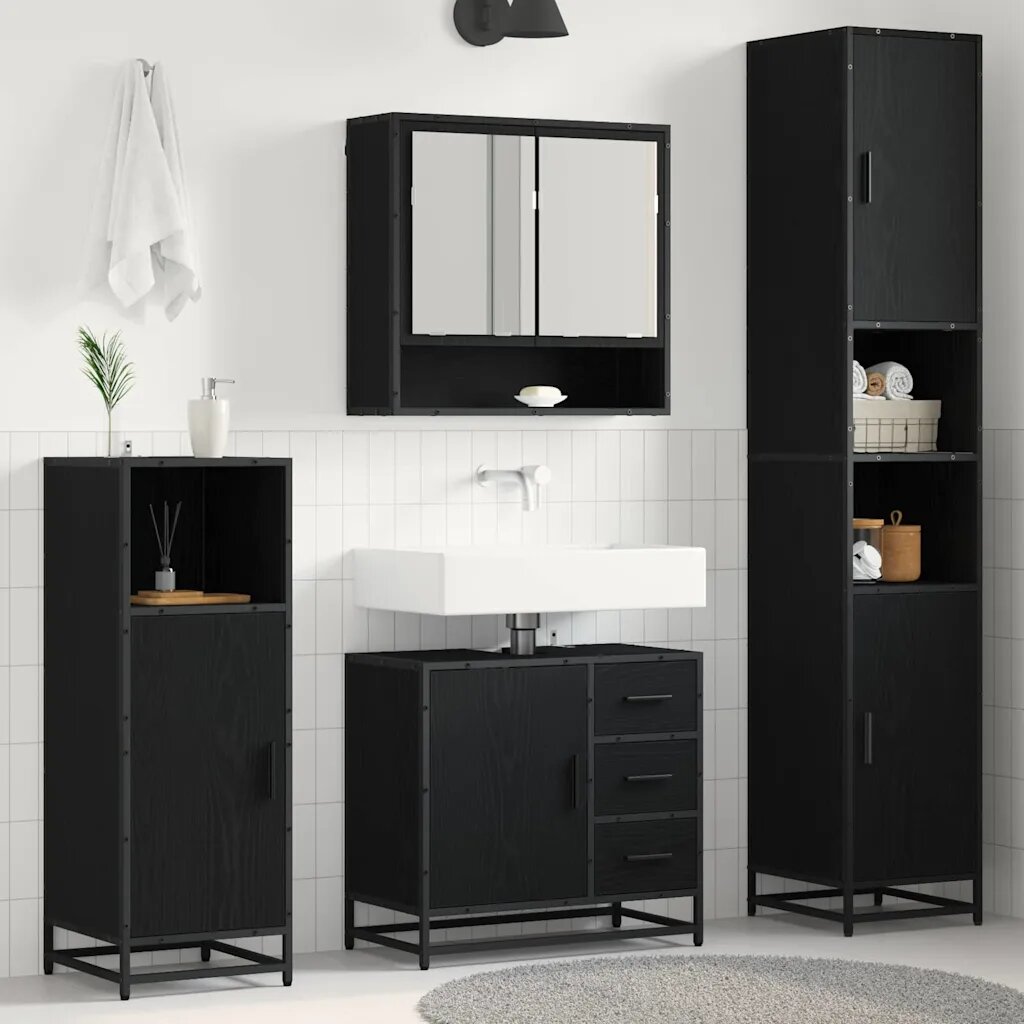 vidaXL Комплект мебели за баня 4 бр. Черния дъб 35 x 375 x 1885 см