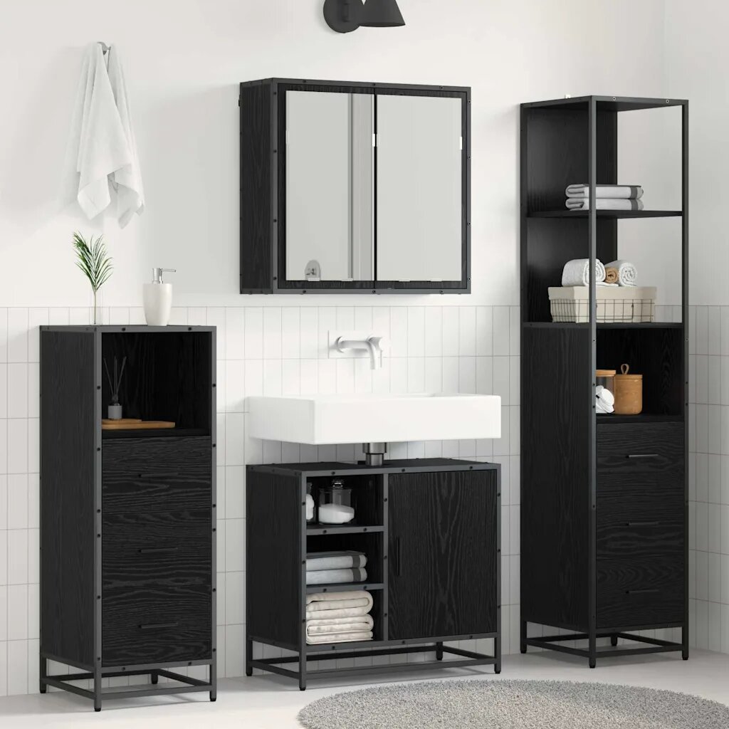 vidaXL Комплект мебели за баня 4 бр. Черния дъб 65 x 33 x 60 см