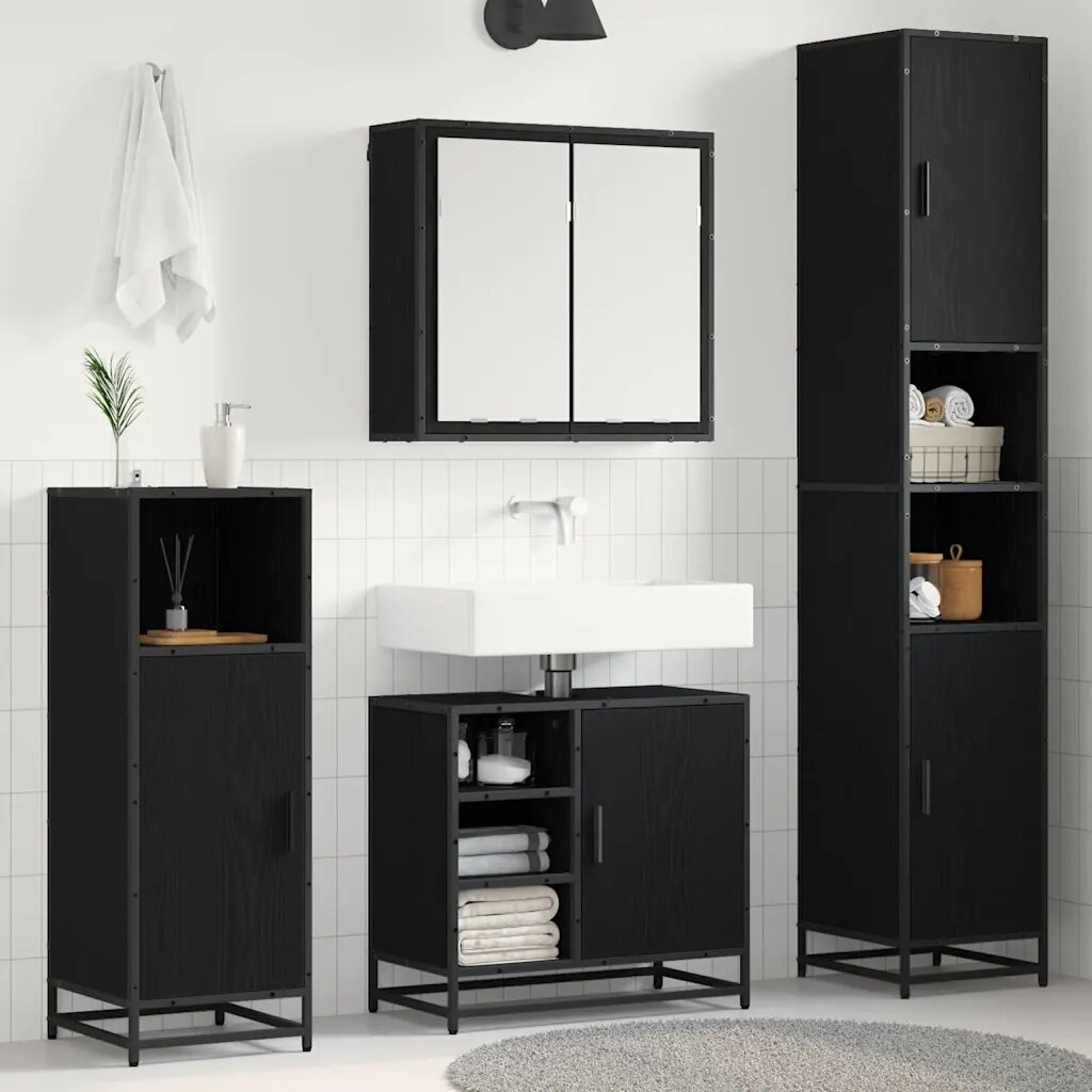 vidaXL Комплект мебели за баня 4 бр. Черния дъб 65 x 33 x 60 см