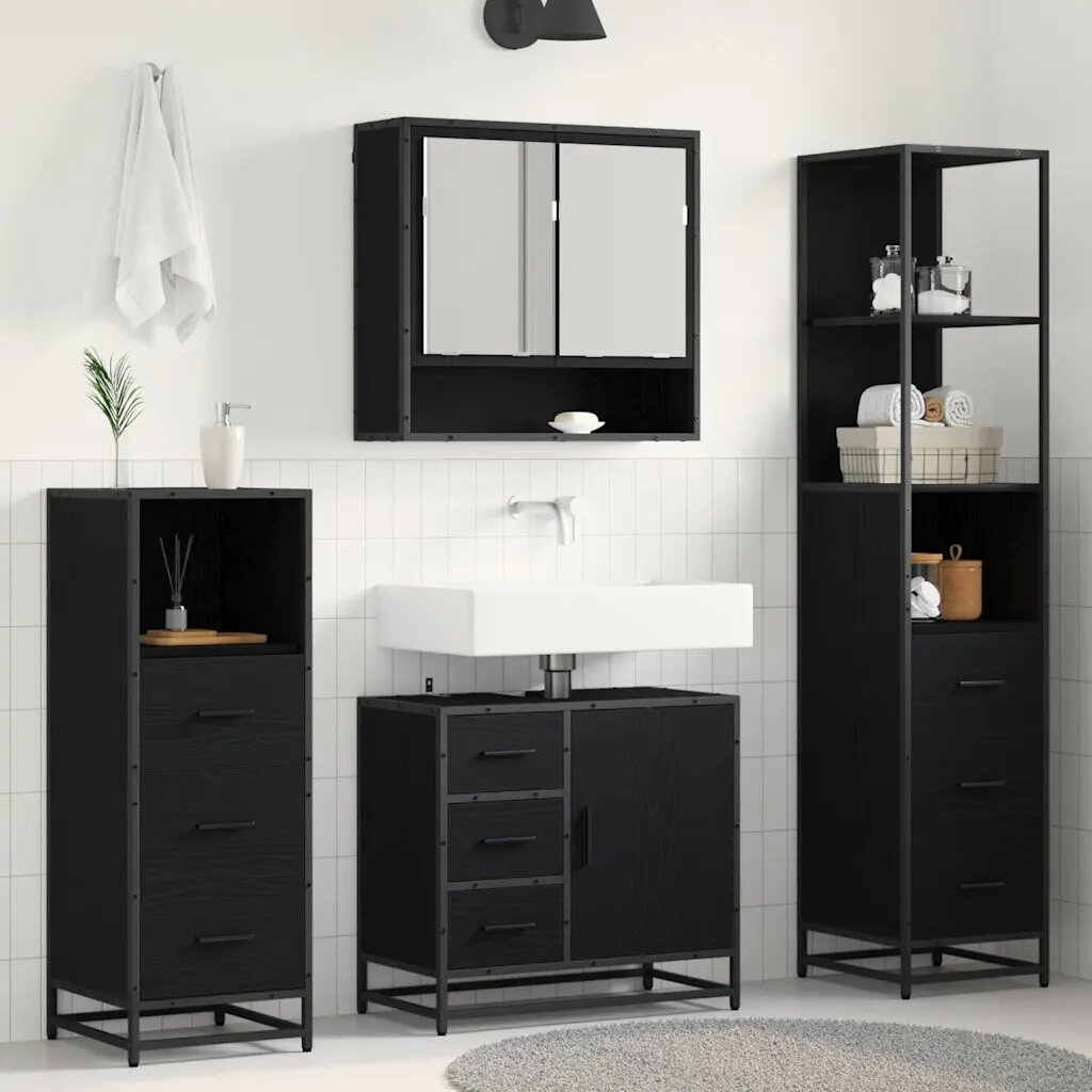 vidaXL Комплект мебели за баня 4 бр. Черния дъб 65 x 33 x 60 см