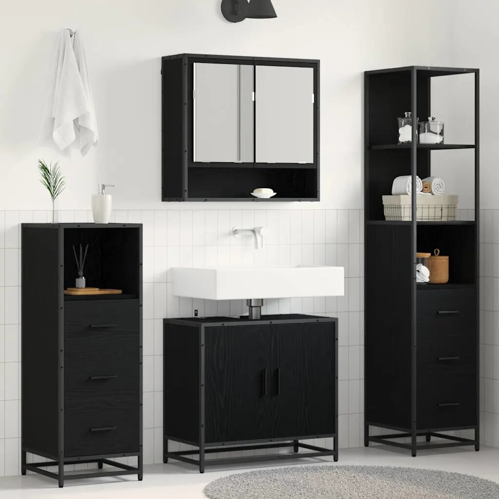 vidaXL Комплект мебели за баня 4 бр. Черния дъб 65 x 33 x 60 см