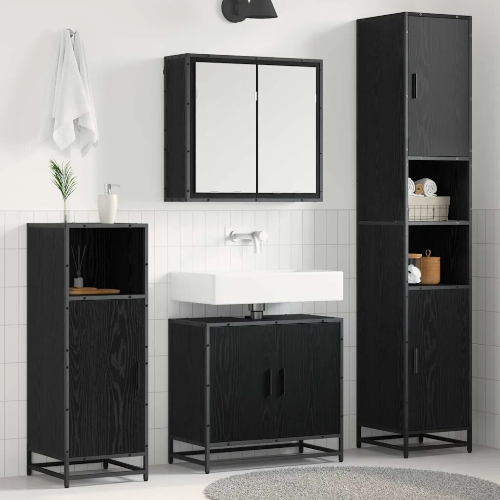 vidaXL Комплект мебели за баня 4 бр. Черния дъб 65 x 33 x 60 см
