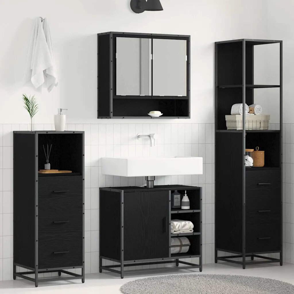 vidaXL Комплект мебели за баня 4 бр. Черния дъб 65 x 33 x 60 см