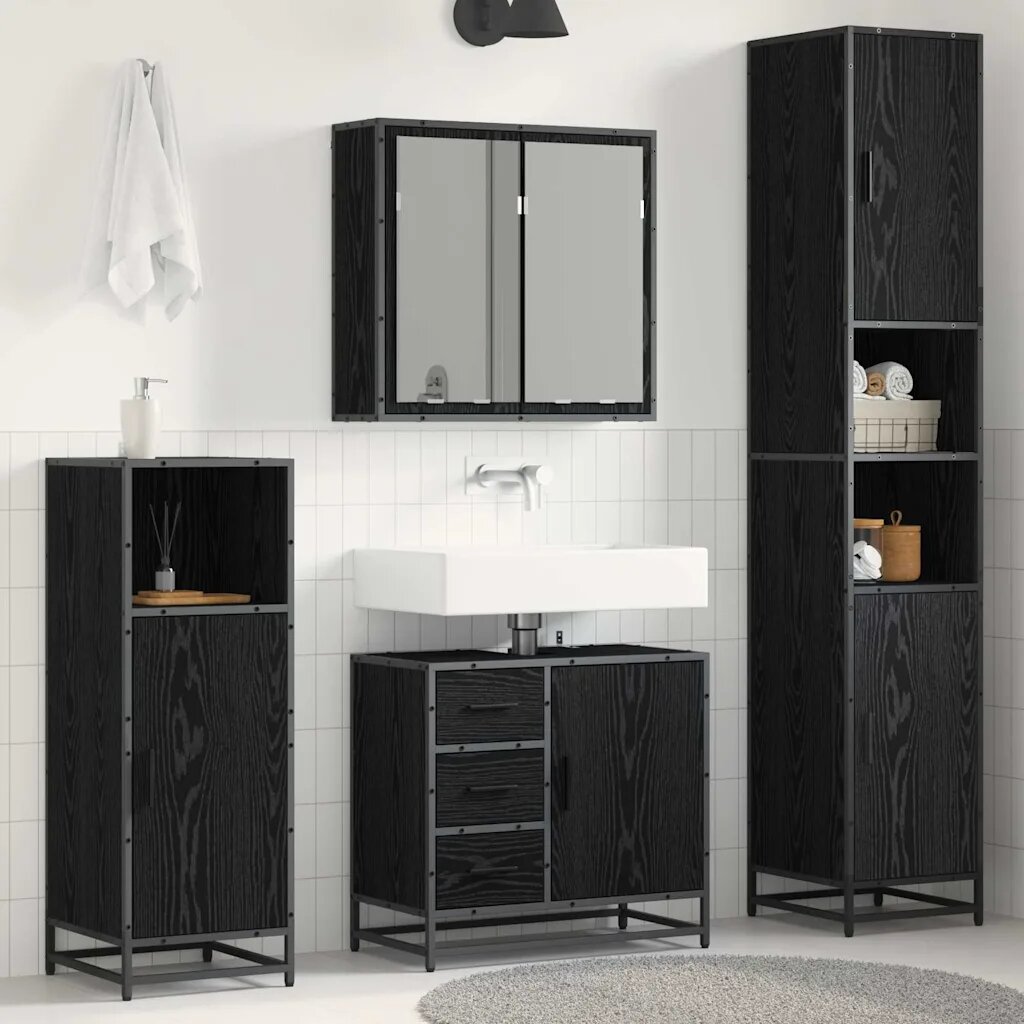 vidaXL Комплект мебели за баня 4 бр. Черния дъб 65 x 33 x 60 см
