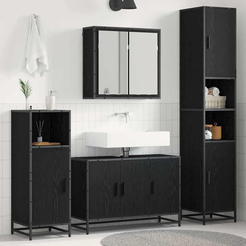 vidaXL Комплект мебели за баня 4 бр. Черния дъб 90 x 33 x 60 см