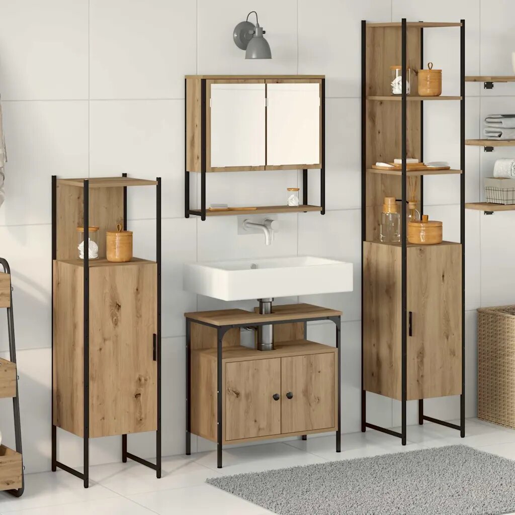 vidaXL Комплект мебели за баня 4 бр. Дъб 33 x 33 x 1855 см