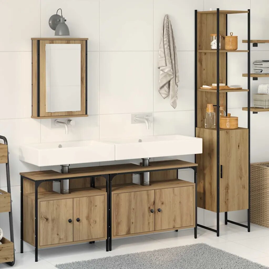 vidaXL Комплект мебели за баня 4 бр. Дъб 33 x 33 x 1855 см