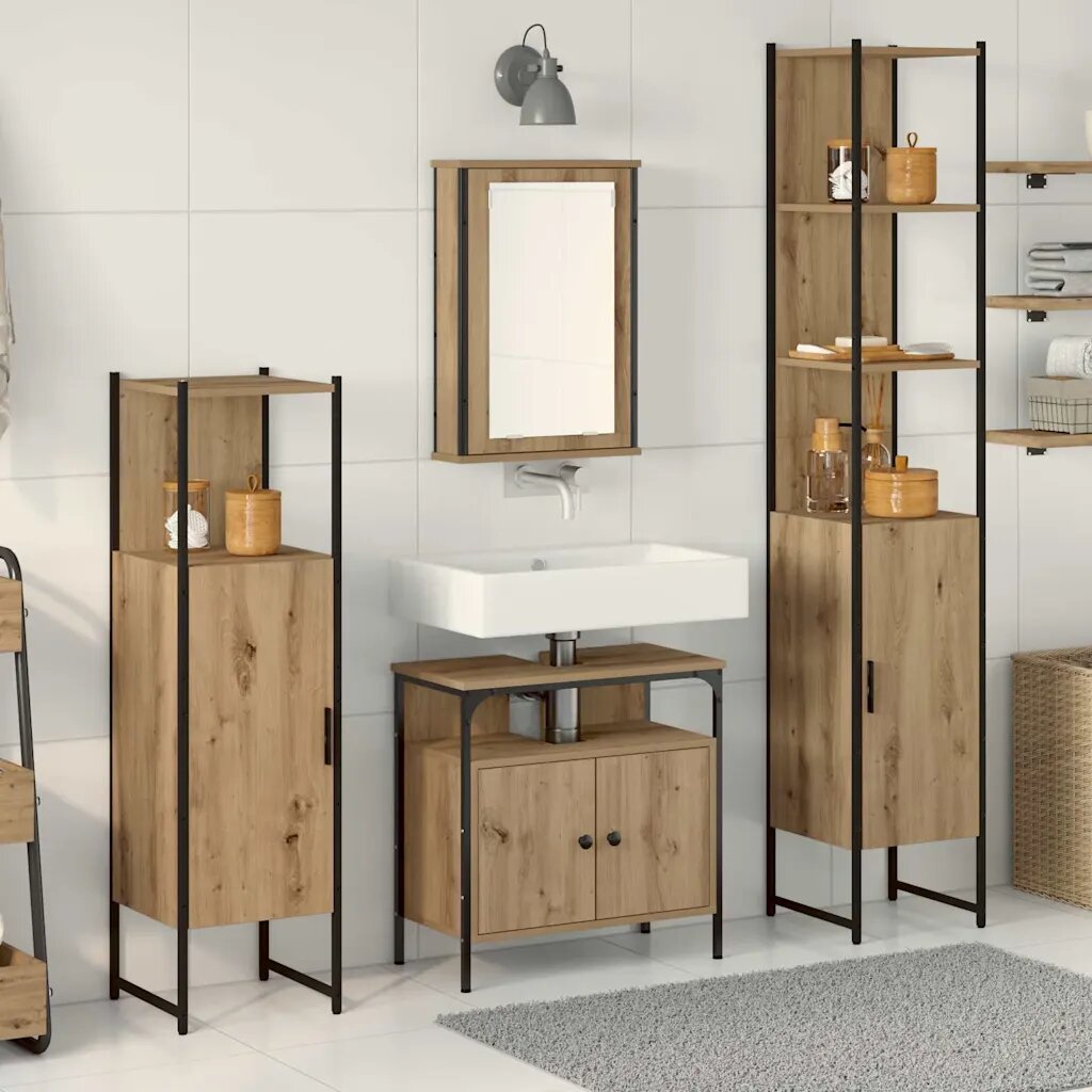 vidaXL Комплект мебели за баня 4 бр. Дъб 33 x 33 x 1855 см