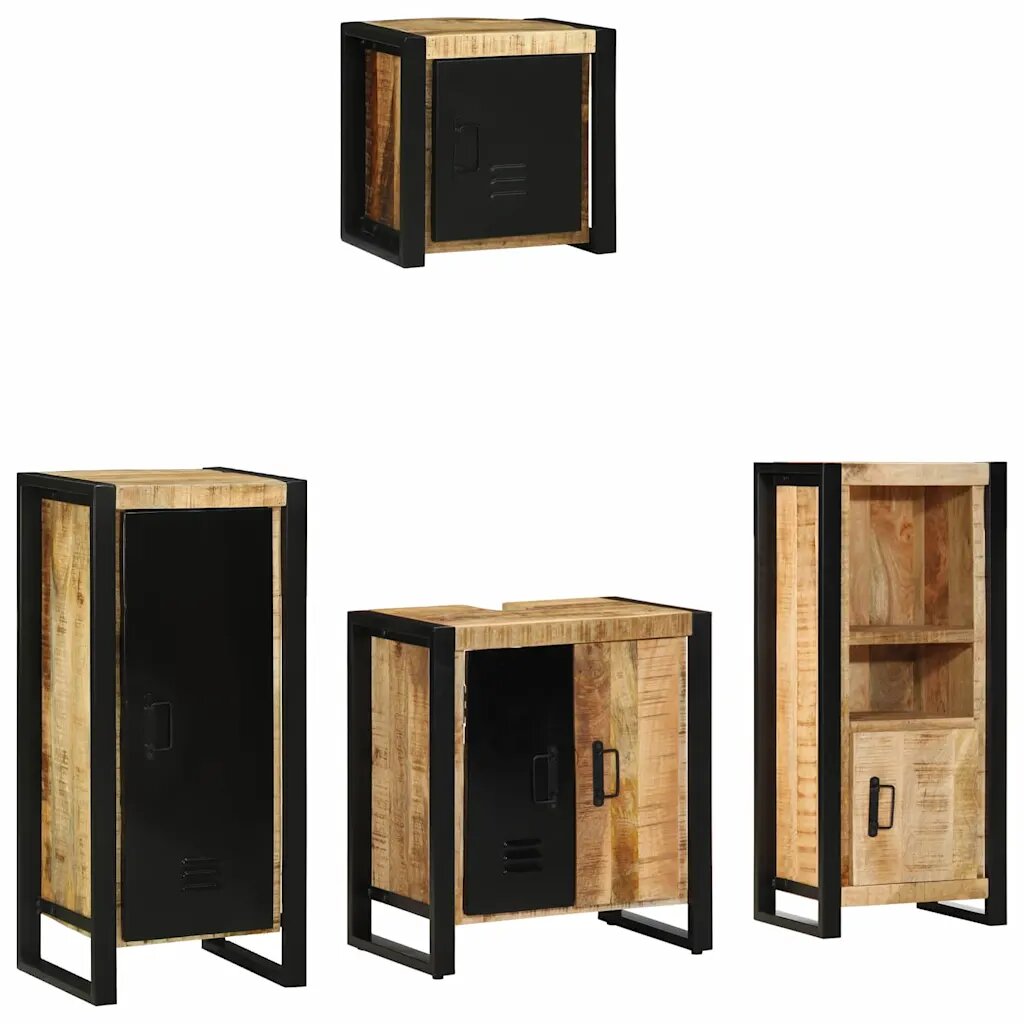 vidaXL Комплект мебели за баня 4 бр. Кафяв и черен 40 x 35 x 90 см