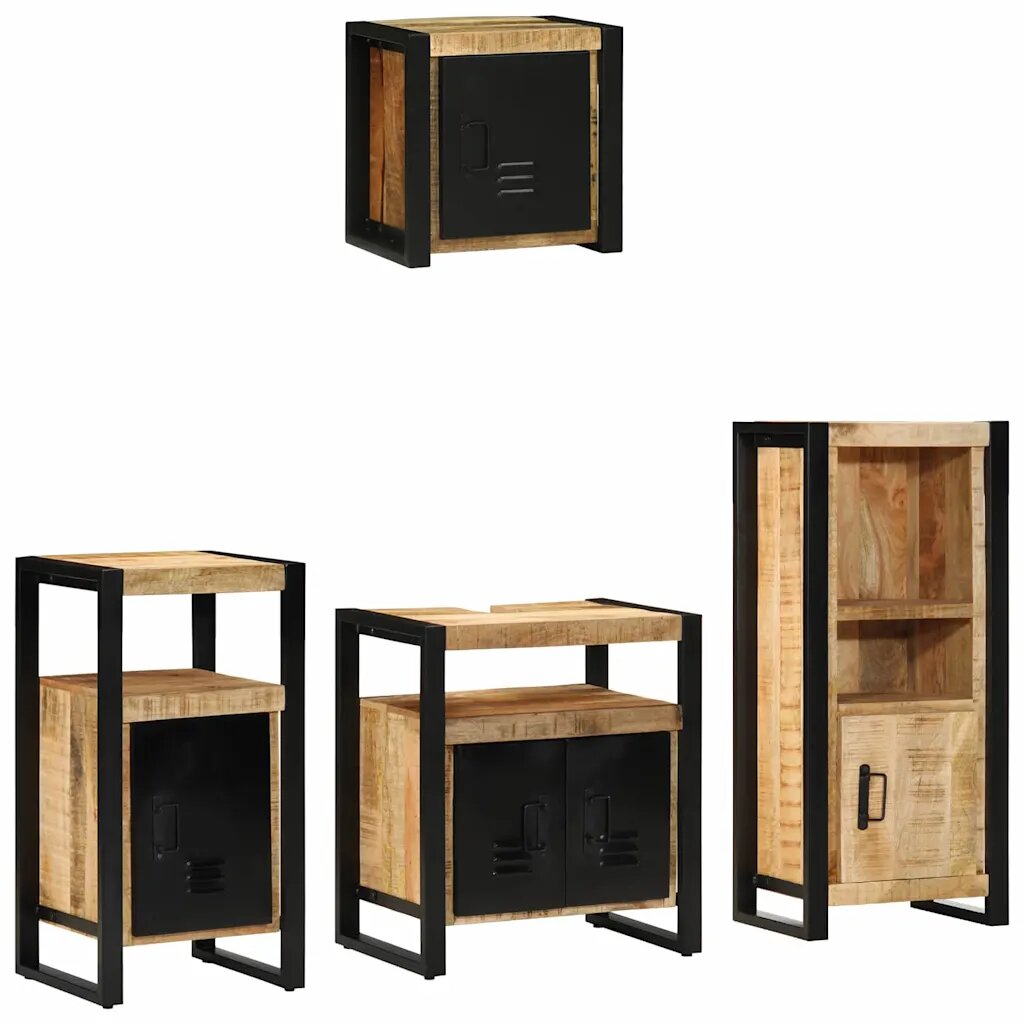 vidaXL Комплект мебели за баня 4 бр. Кафяв и черен 55 x 35 x 60 см